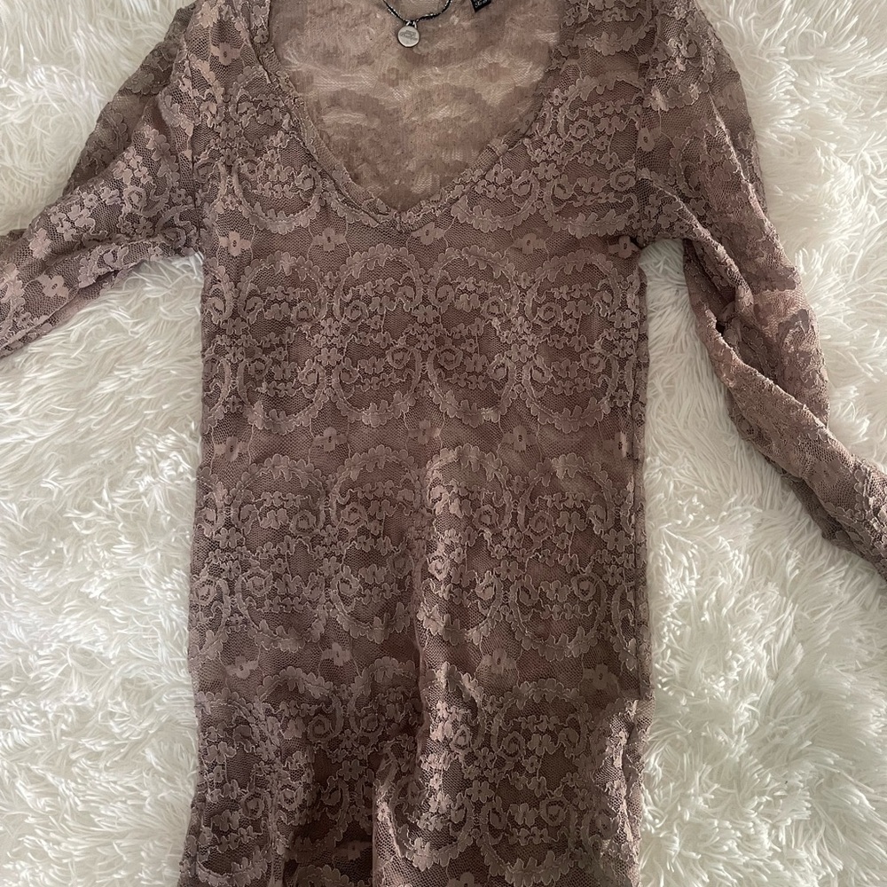 Elegant Lace Dress in Brown
